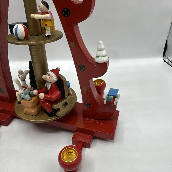 Santa's  Workbench Wood Windmill Christmas Nativity Pyramid 3 Tier Carousel - Picture 7 of 16